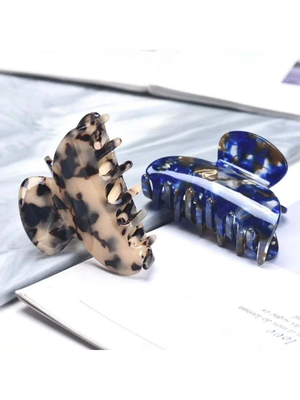 3 Pack Medium Tortoise Claw Hair Clips - Leopard Print Celluloid Jaw Accessories